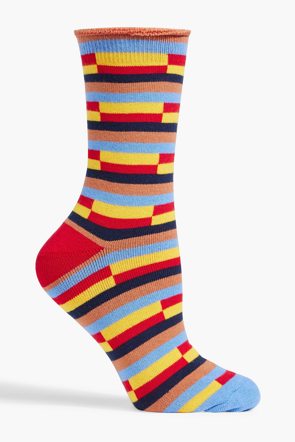 Television Check striped cotton-blend socks