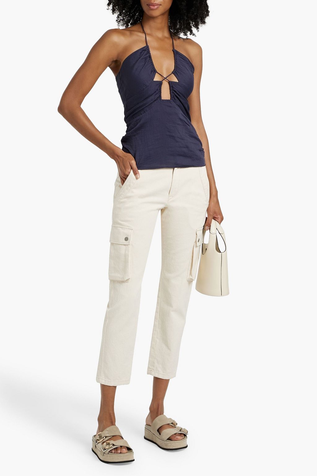 ISABEL MARANT Evalia cropped cotton-twill straight-leg pants