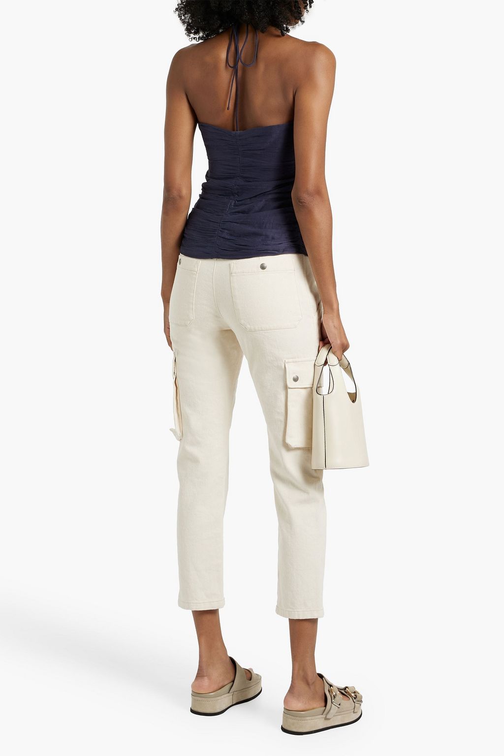 ISABEL MARANT Becki cutout cotton and silk-blend crepon halterneck top