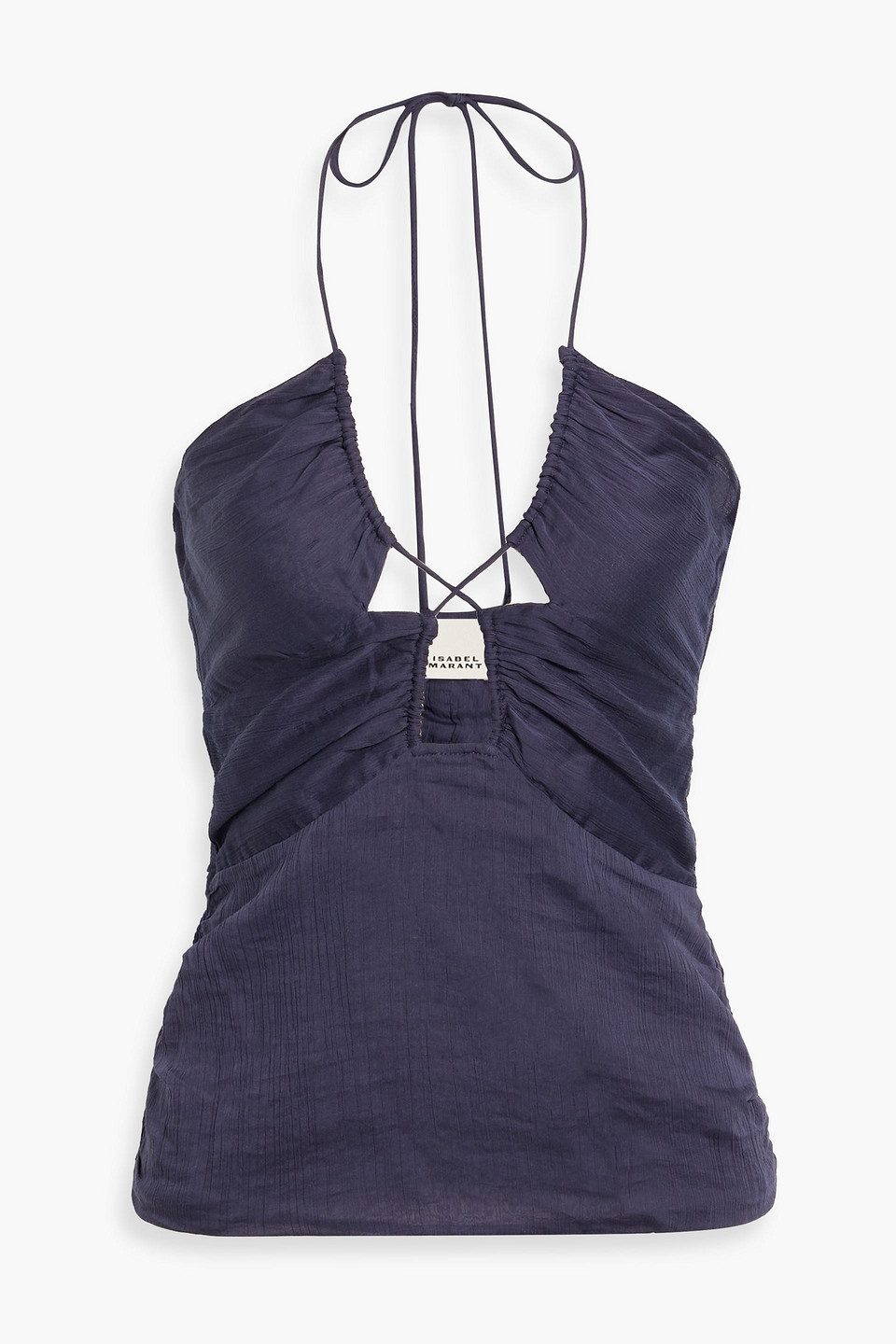 Isabel Marant Becki Cutout Cotton And Silk-blend Crepon Halterneck Top