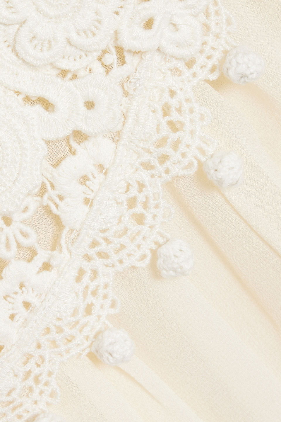 Isabel Marant Rita Crocheted Lace-trimmed Silk-crepe Top