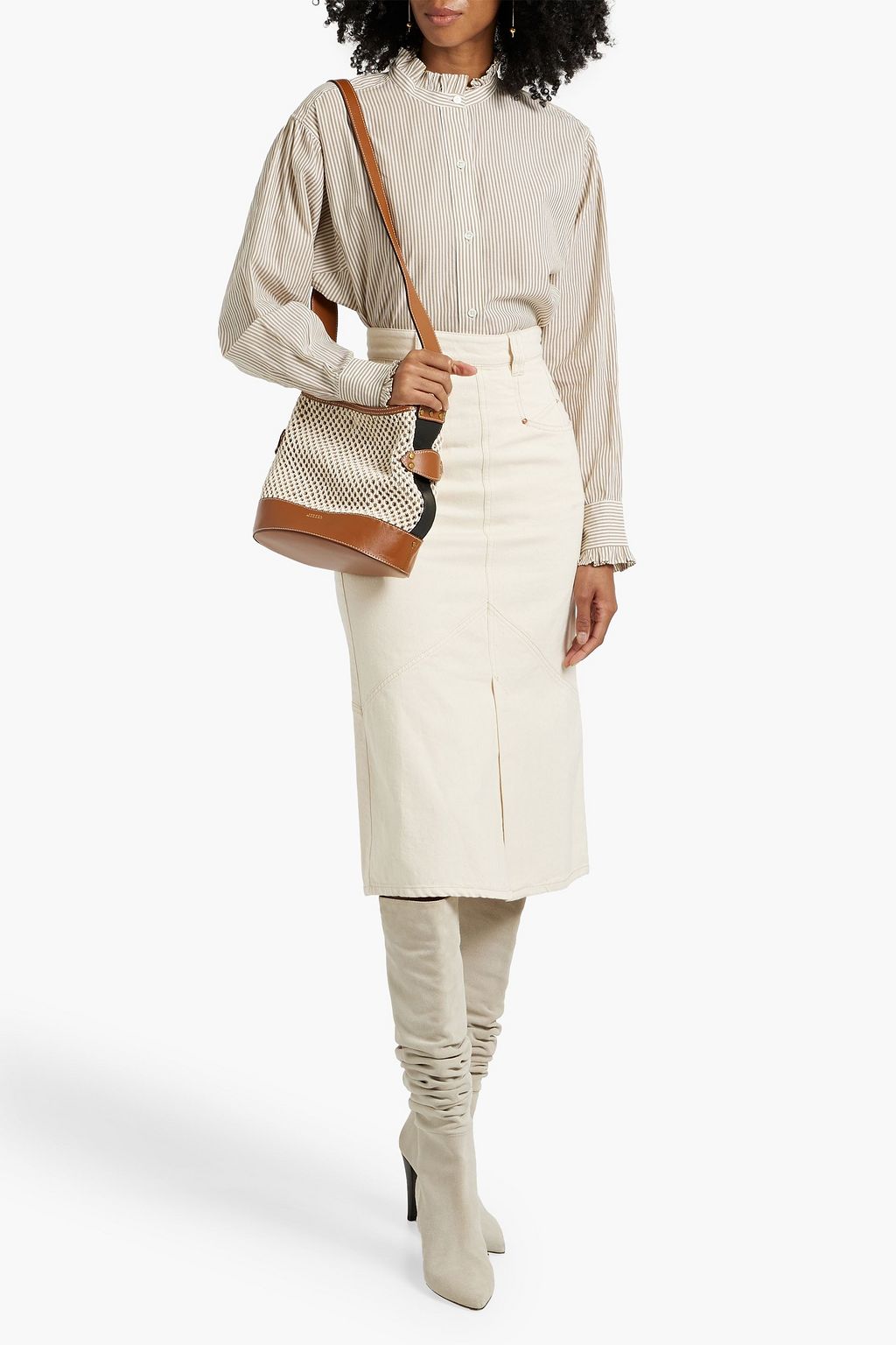 ISABEL MARANT Pomano denim midi skirt