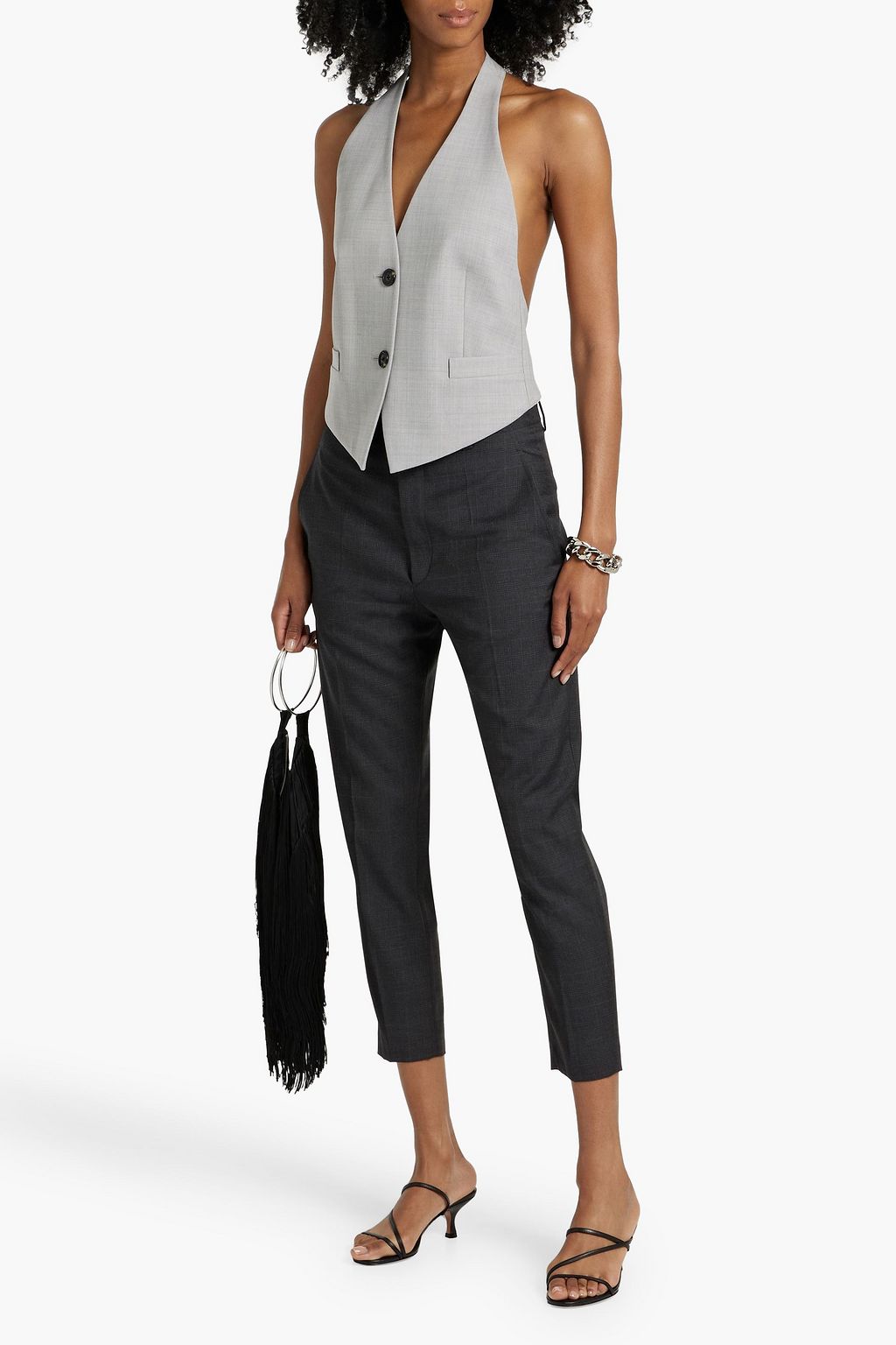 MARANT ÉTOILE Noah cropped Prince of Wales checked wool tapered pants