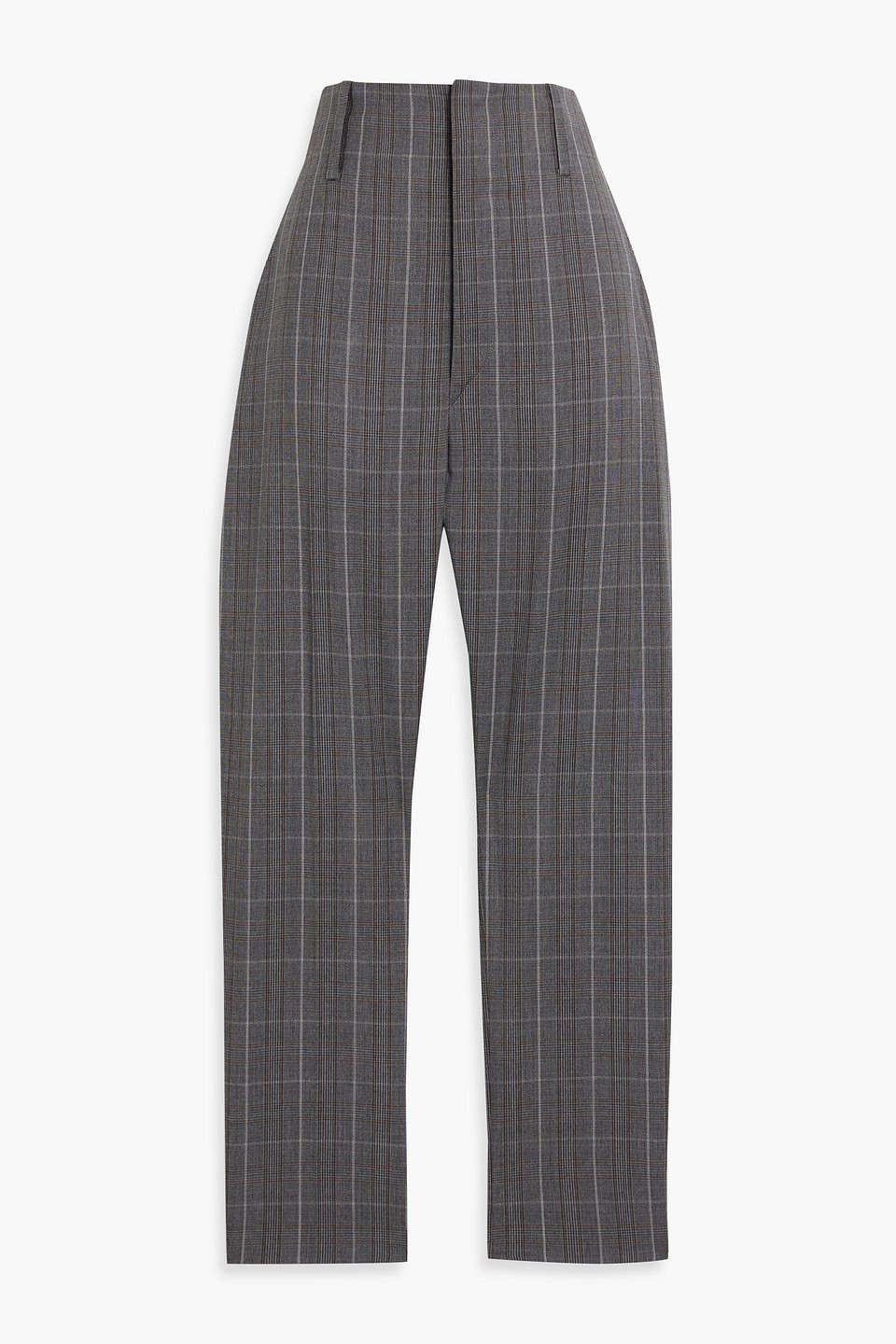 Isabel Marant Étoile Noah Cropped Prince Of Wales Checked Wool Tapered Pants In Gray