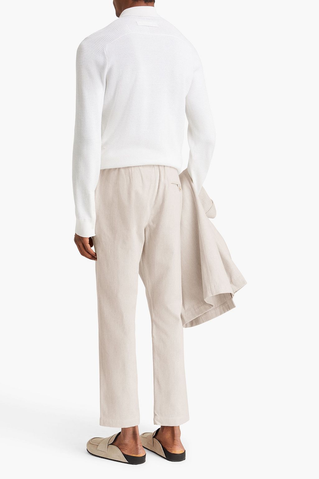 FRESCOBOL CARIOCA Oscar herringbone cotton and cashmere-blend drawstring pants