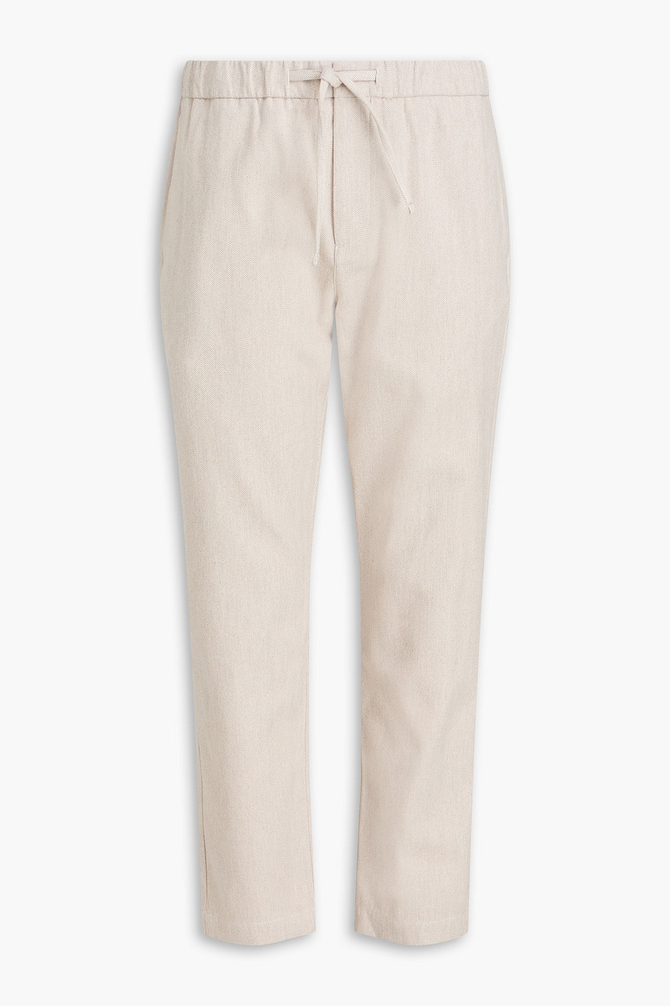 Oscar herringbone cotton and cashmere-blend drawstring pants