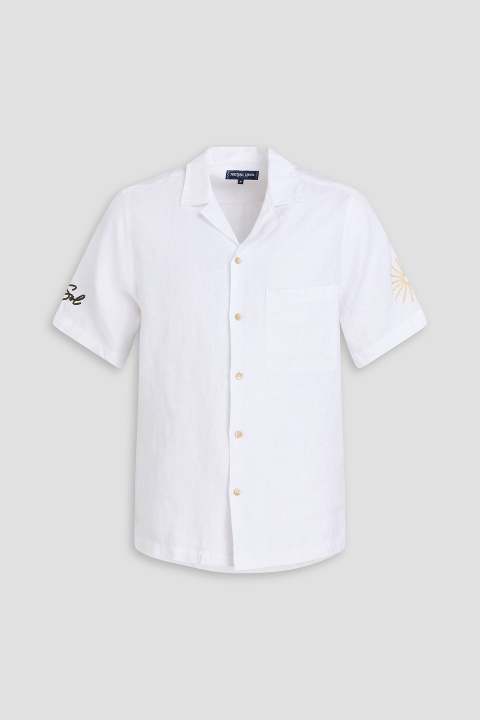Frescobol Carioca Alves Embroidered Linen Shirt In White