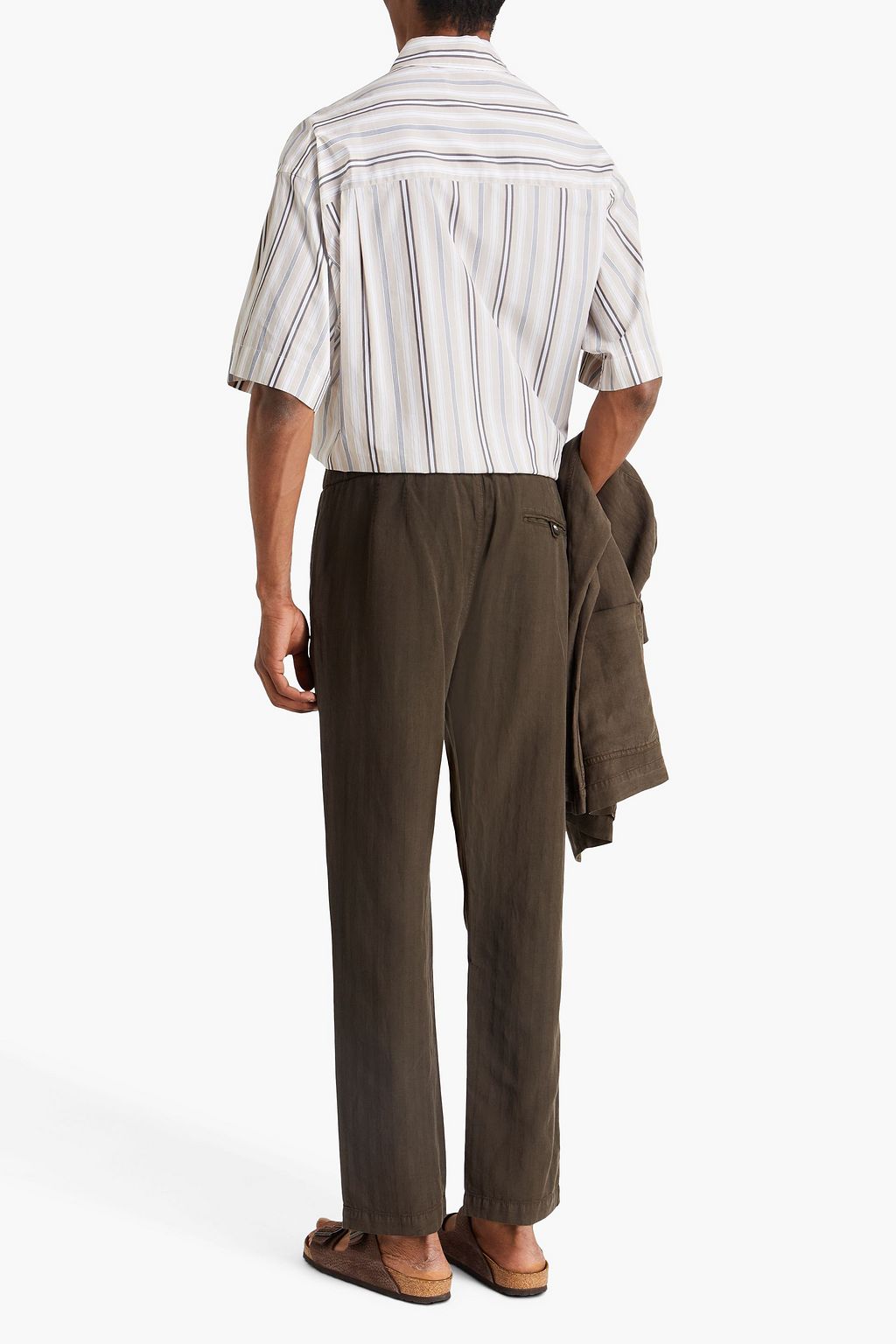 FRESCOBOL CARIOCA Oscar herringbone Lyocell, linen and cotton-blend drawstring pants