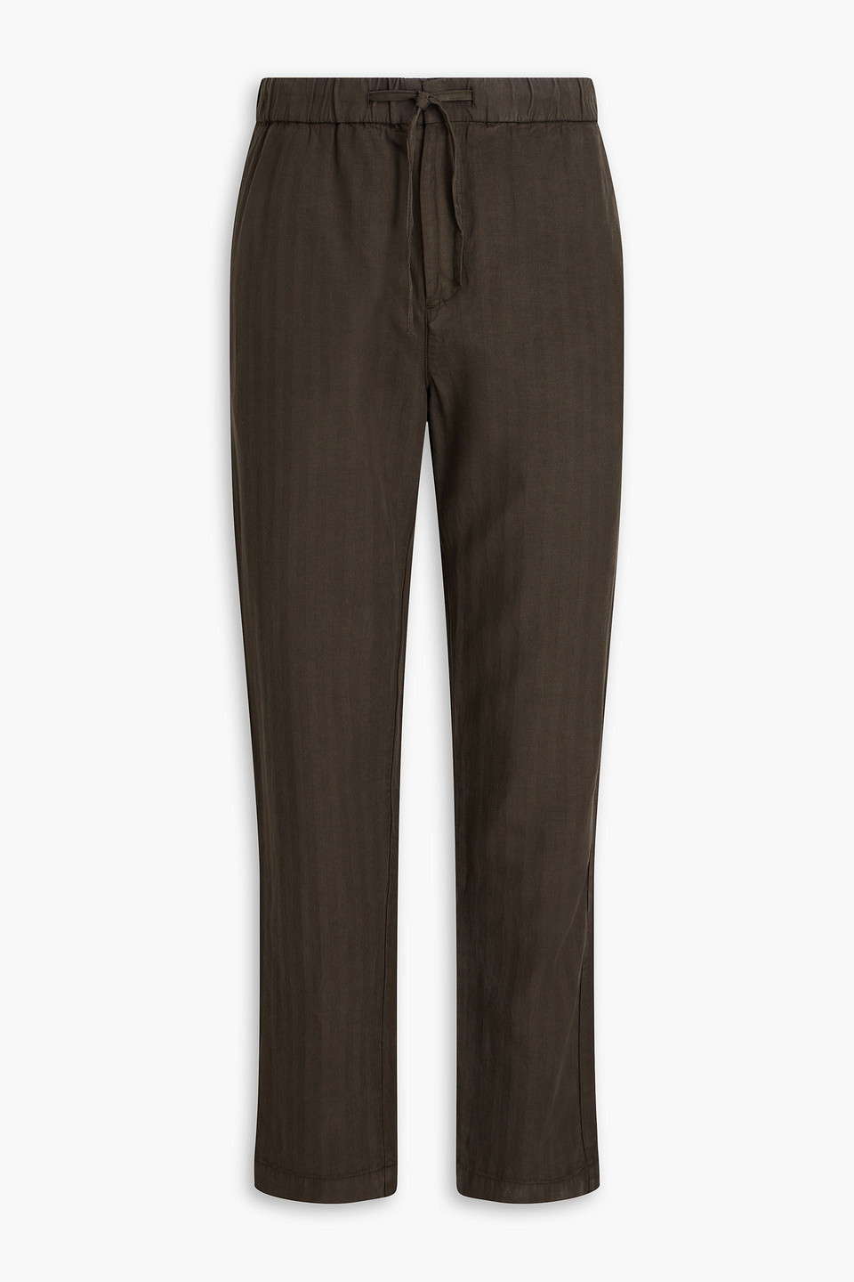 Oscar herringbone Lyocell, linen and cotton-blend drawstring pants