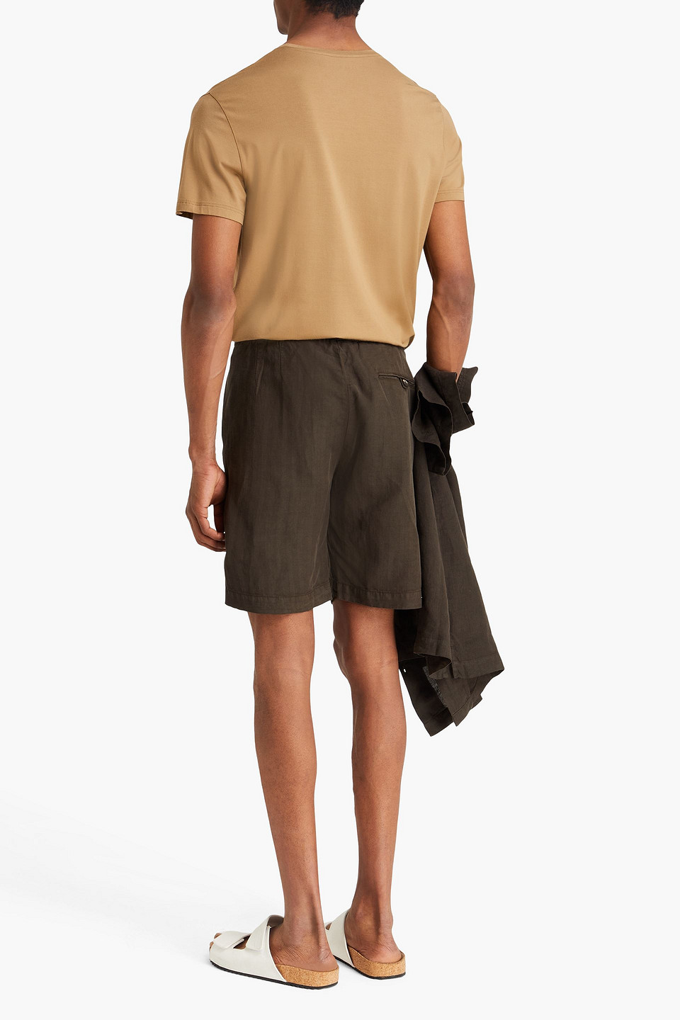 Frescobol Carioca Felipe Herringbone Lyocell, Linen And Cotton-blend Drawstring Shorts In Gray