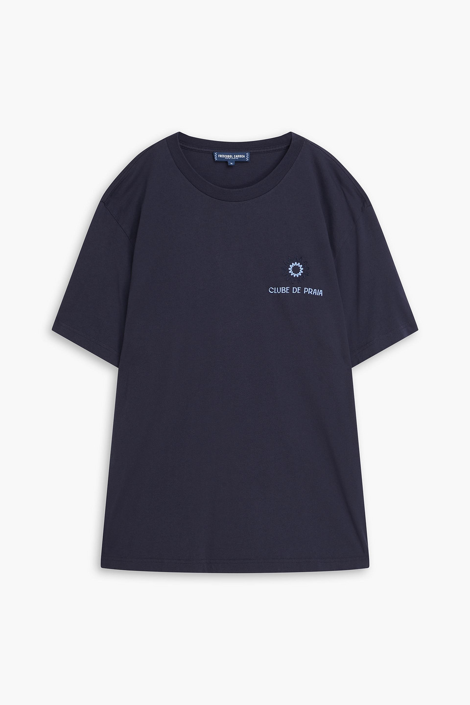 Frescobol Carioca Embroidered Cotton-jersey T-shirt In Blue