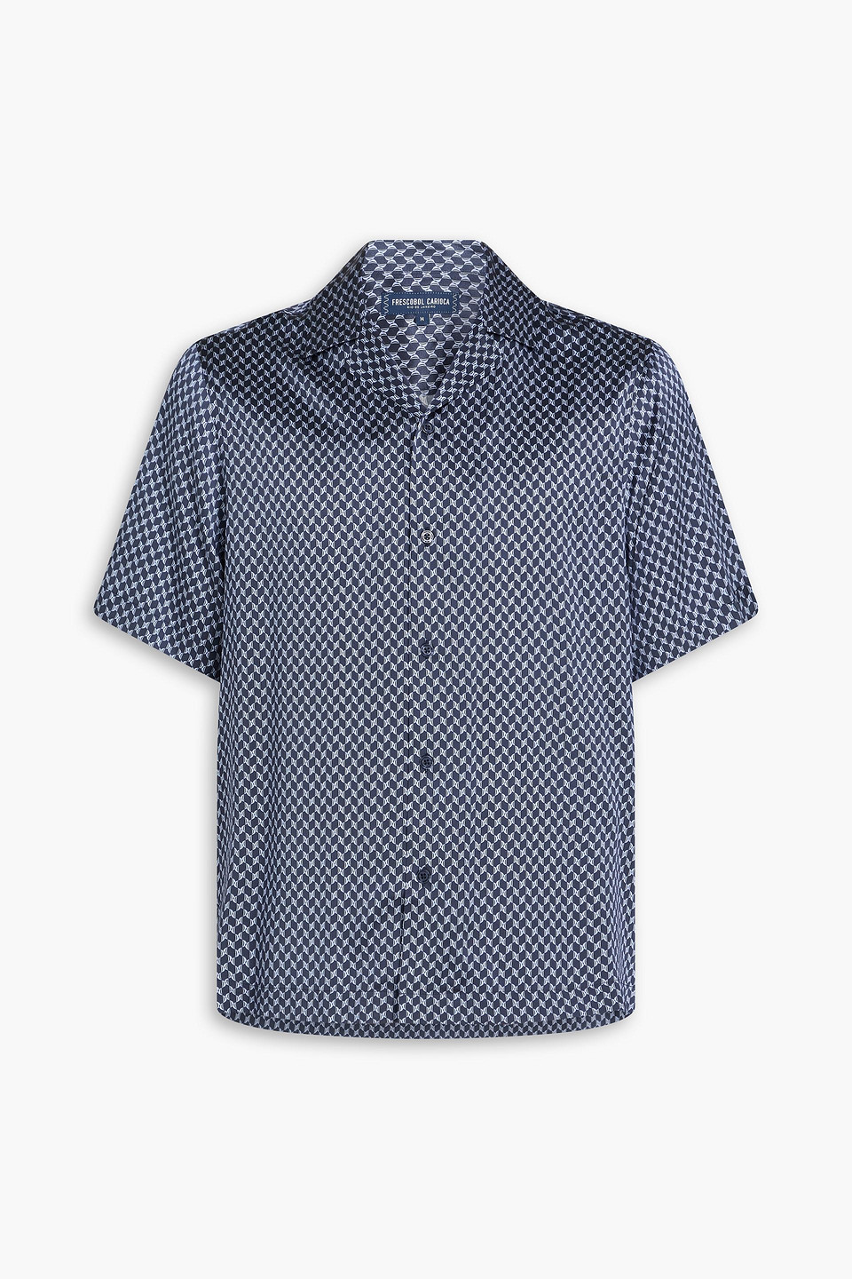 Frescobol Carioca Roberto Printed Silk-satin Shirt In Blue
