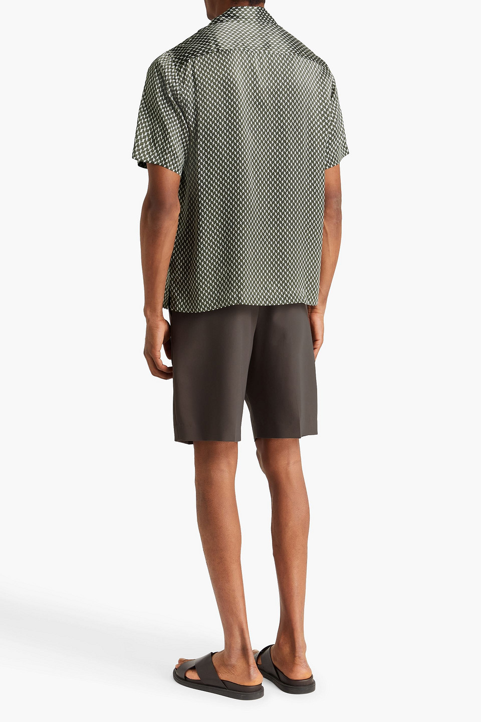 Frescobol Carioca Roberto Printed Silk-satin Shirt In Green