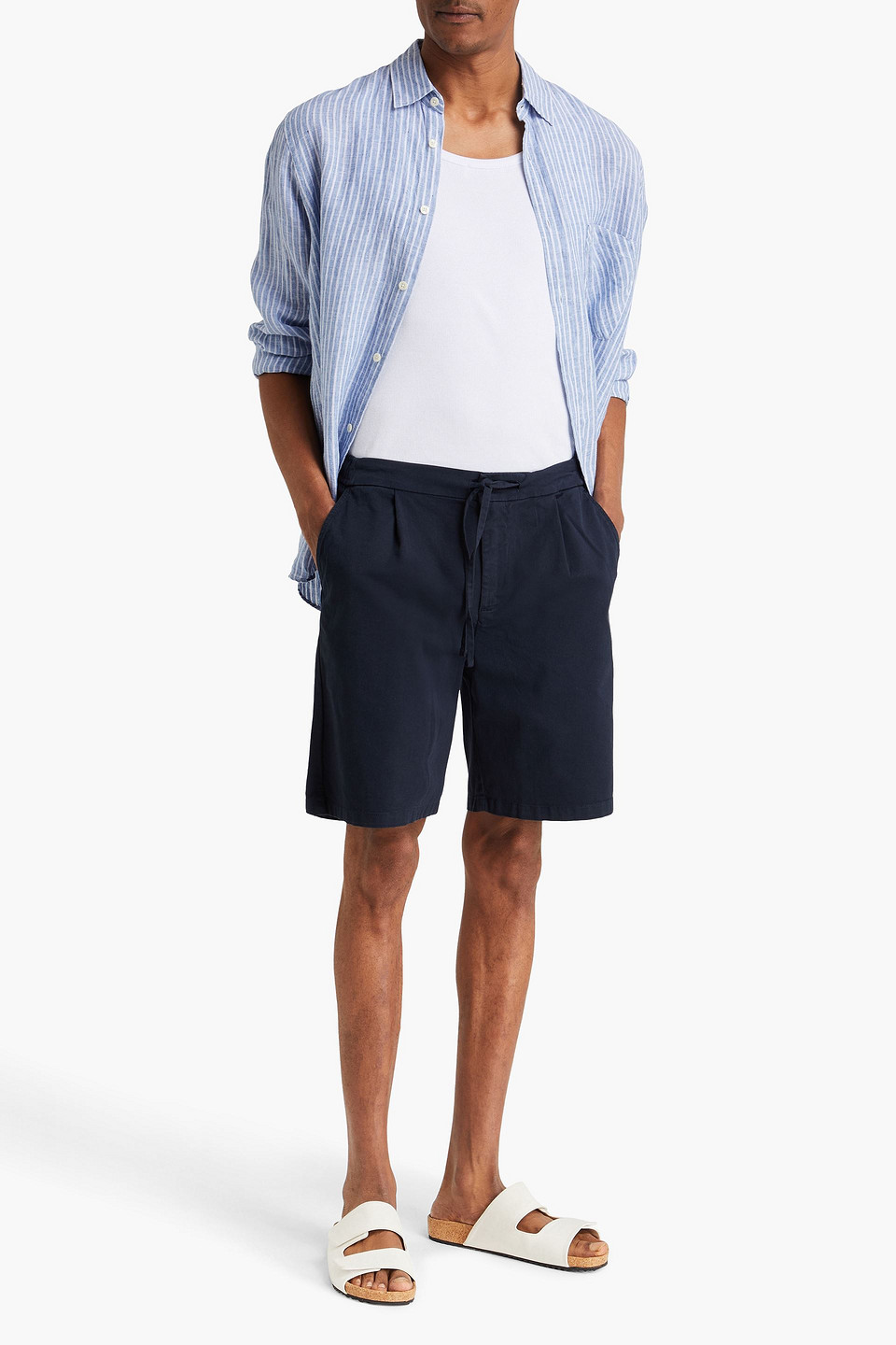 Frescobol Carioca Telles Striped Linen Shirt In Black