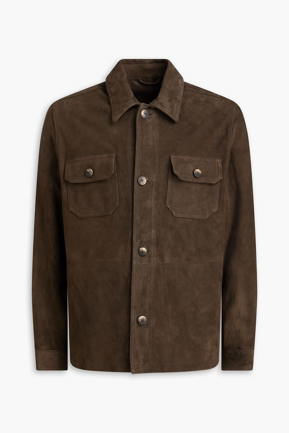 Frescobol Carioca Ravi Suede Overshirt In Brown