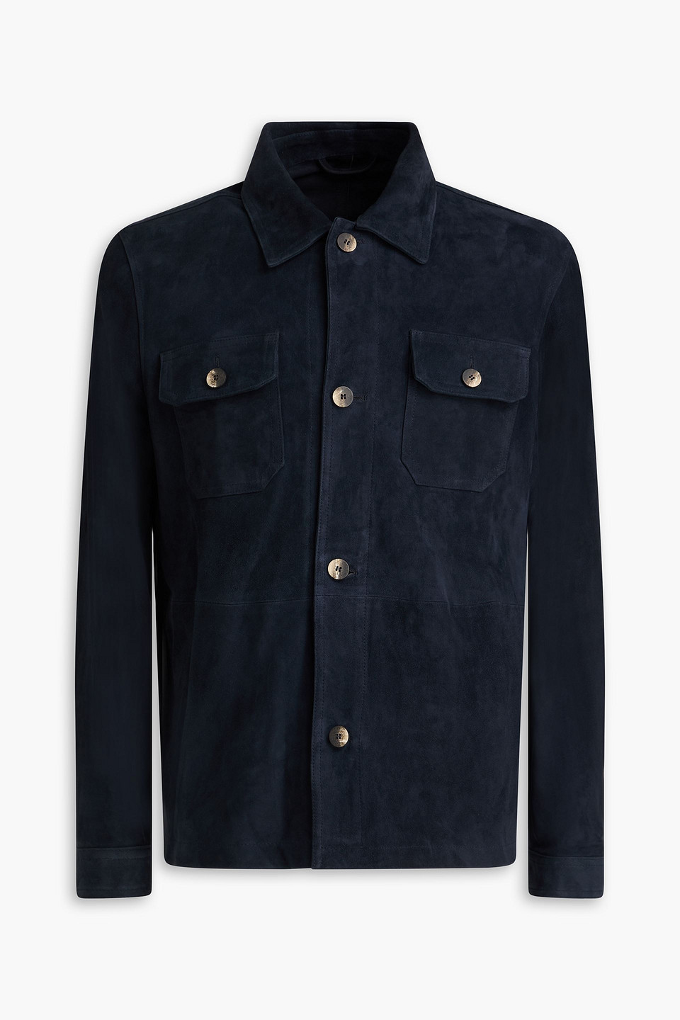 Frescobol Carioca Ravi Suede Overshirt In Blue