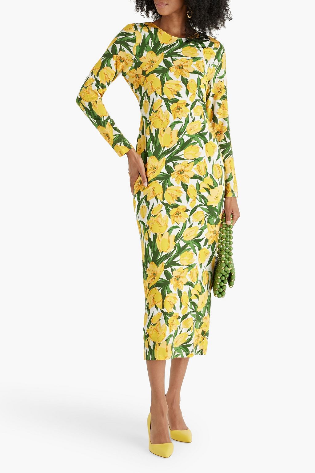 CAROLINA HERRERA Floral-print jersey midi dress