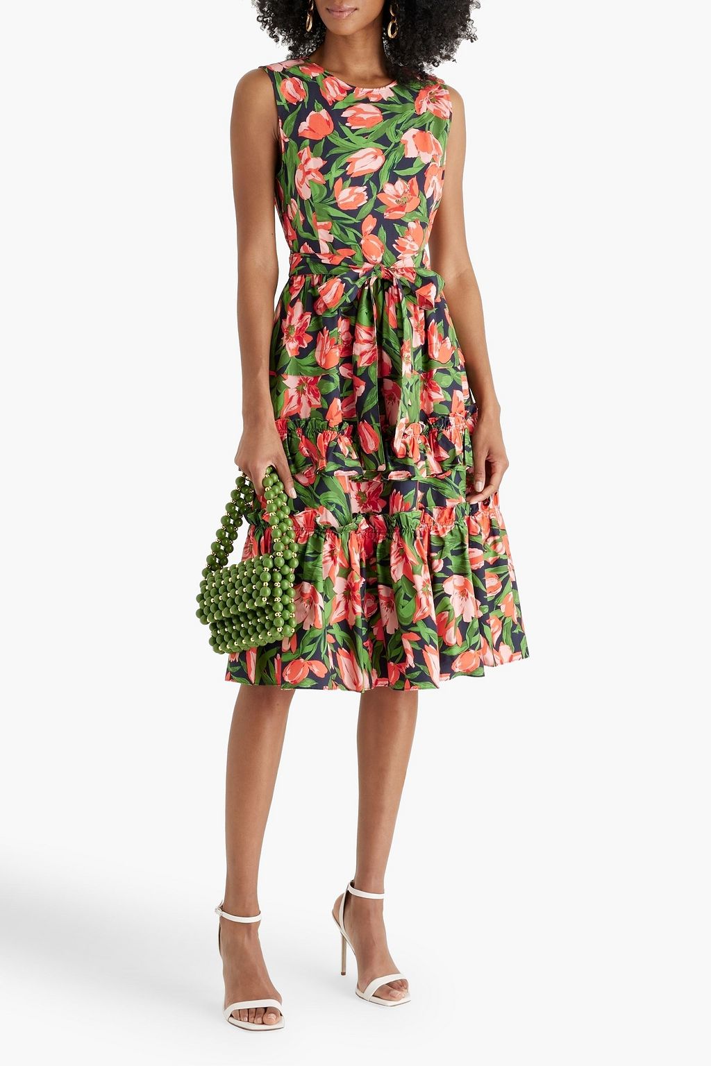 CAROLINA HERRERA Ruffled floral-print cotton-blend poplin dress