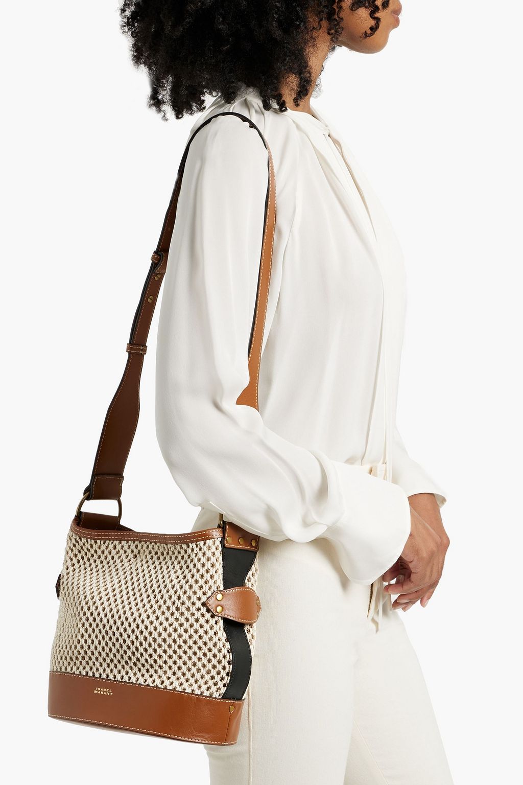 ISABEL MARANT Bayia crochet and leather bucket bag