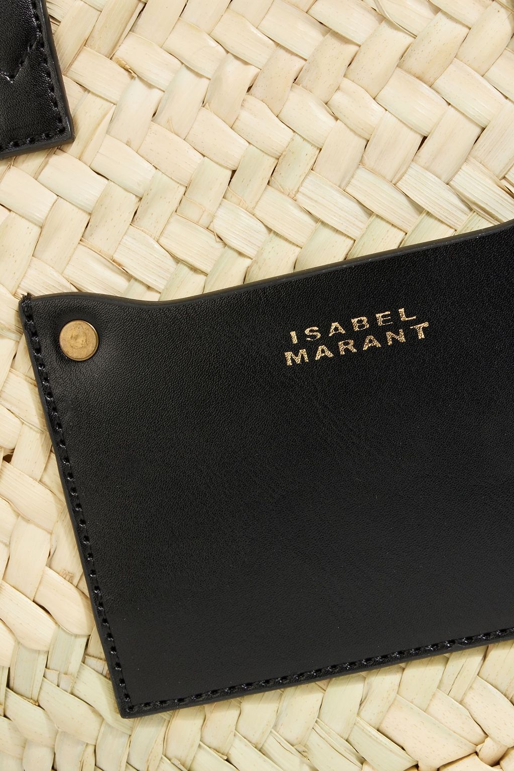 ISABEL MARANT Cadix mini leather-trimmed straw tote