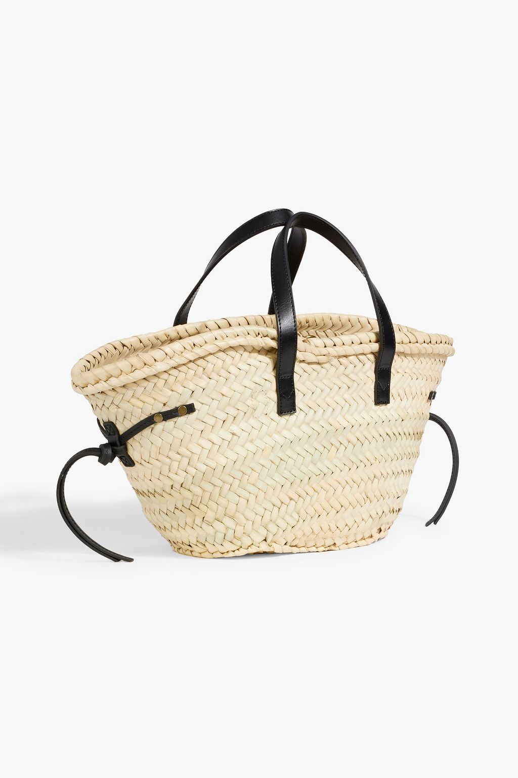 ISABEL MARANT Cadix mini leather-trimmed straw tote
