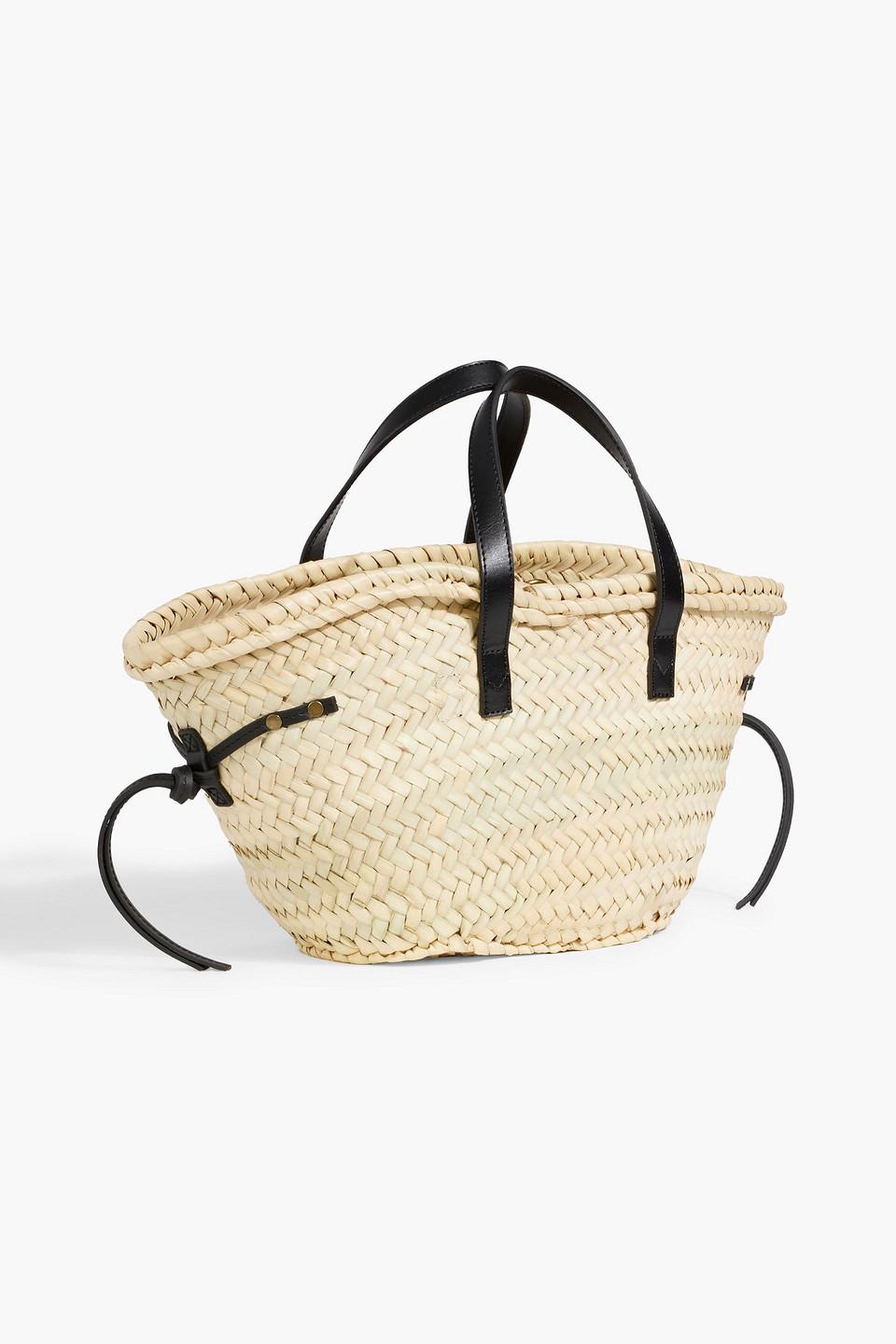 ISABEL MARANT CADIX MINI LEATHER-TRIMMED STRAW TOTE