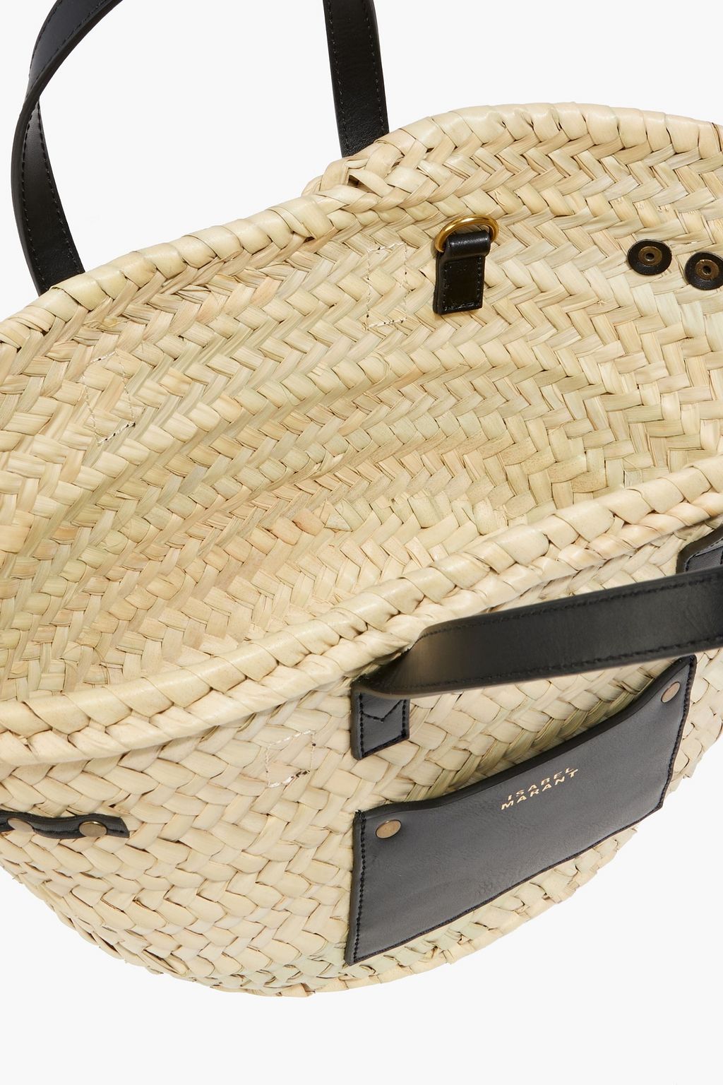 ISABEL MARANT Cadix mini leather-trimmed straw tote