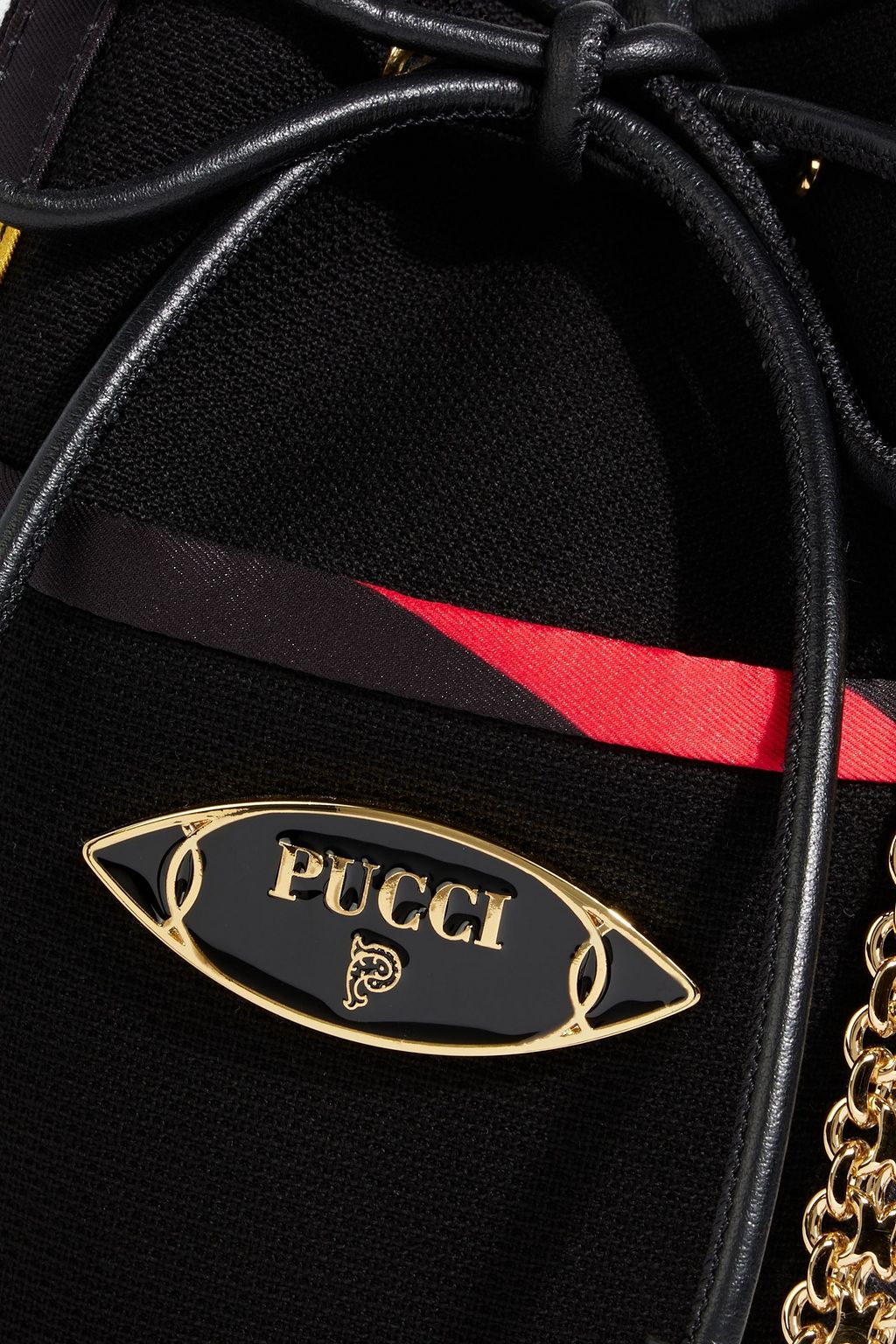 PUCCI Beuteltasche aus Baumwolle mit Lederbesatz