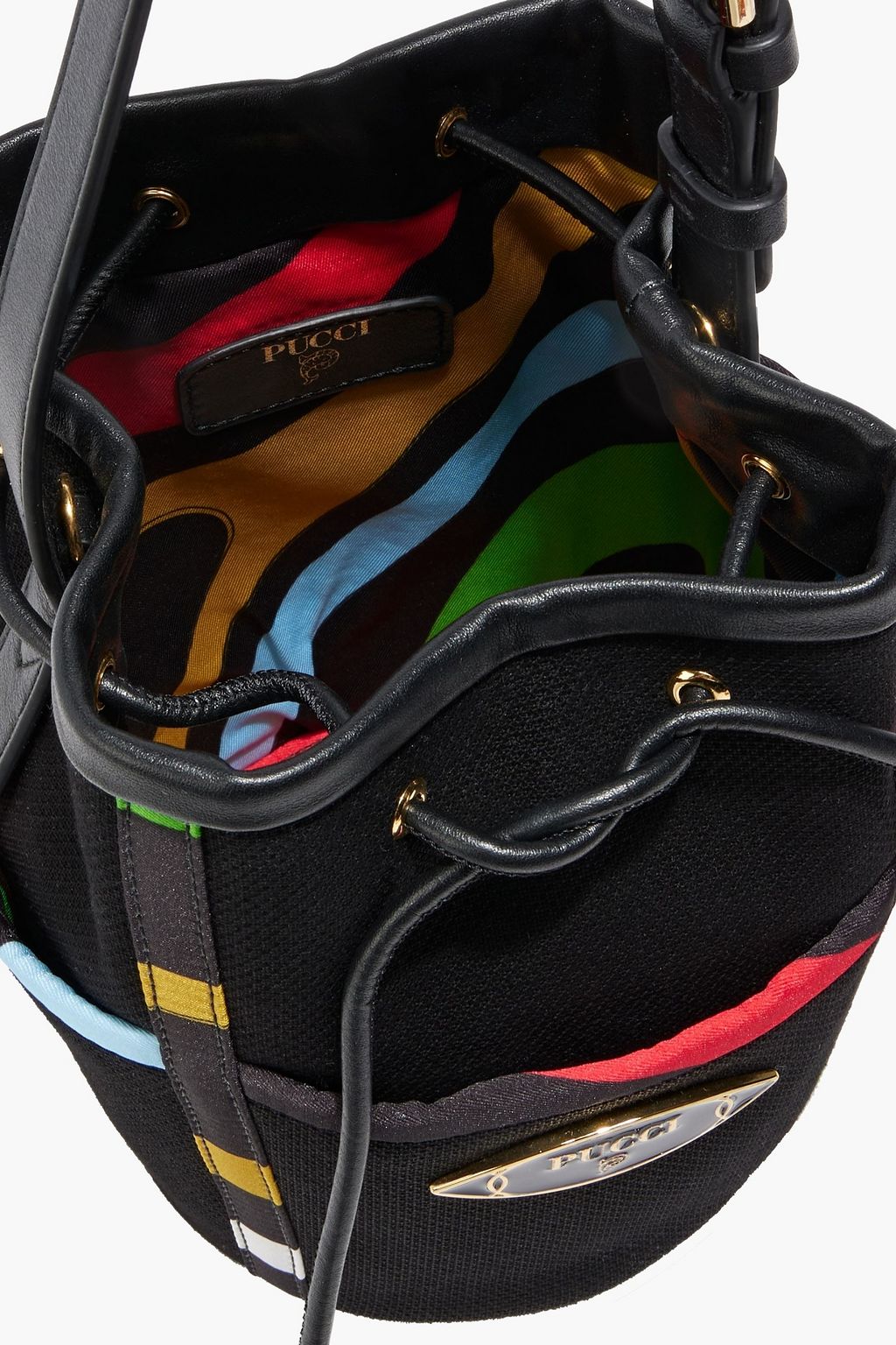 PUCCI Beuteltasche aus Baumwolle mit Lederbesatz