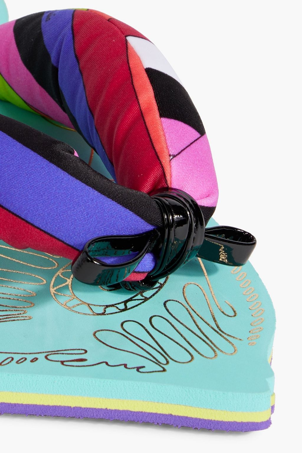 PUCCI Bow-detailed printed padded jersey flip flops