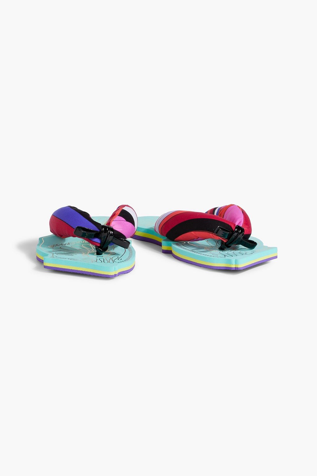 PUCCI Bow-detailed printed padded jersey flip flops