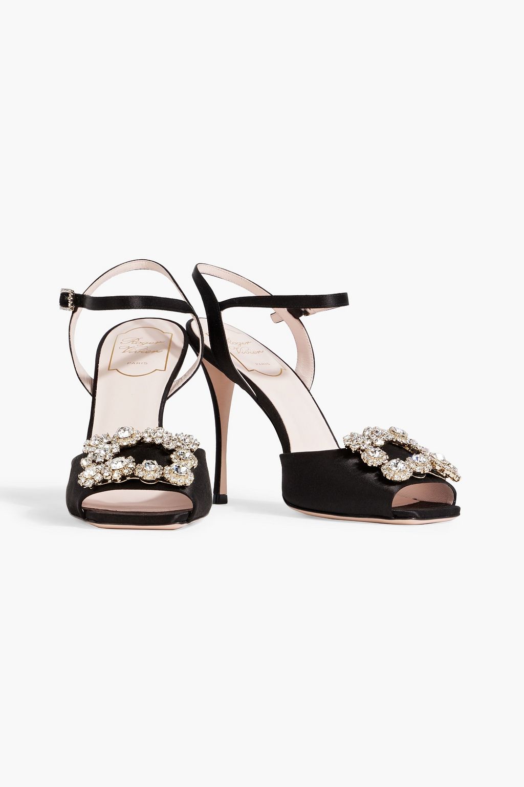 ROGER VIVIER Flower Strass crystal-embellished satin sandals