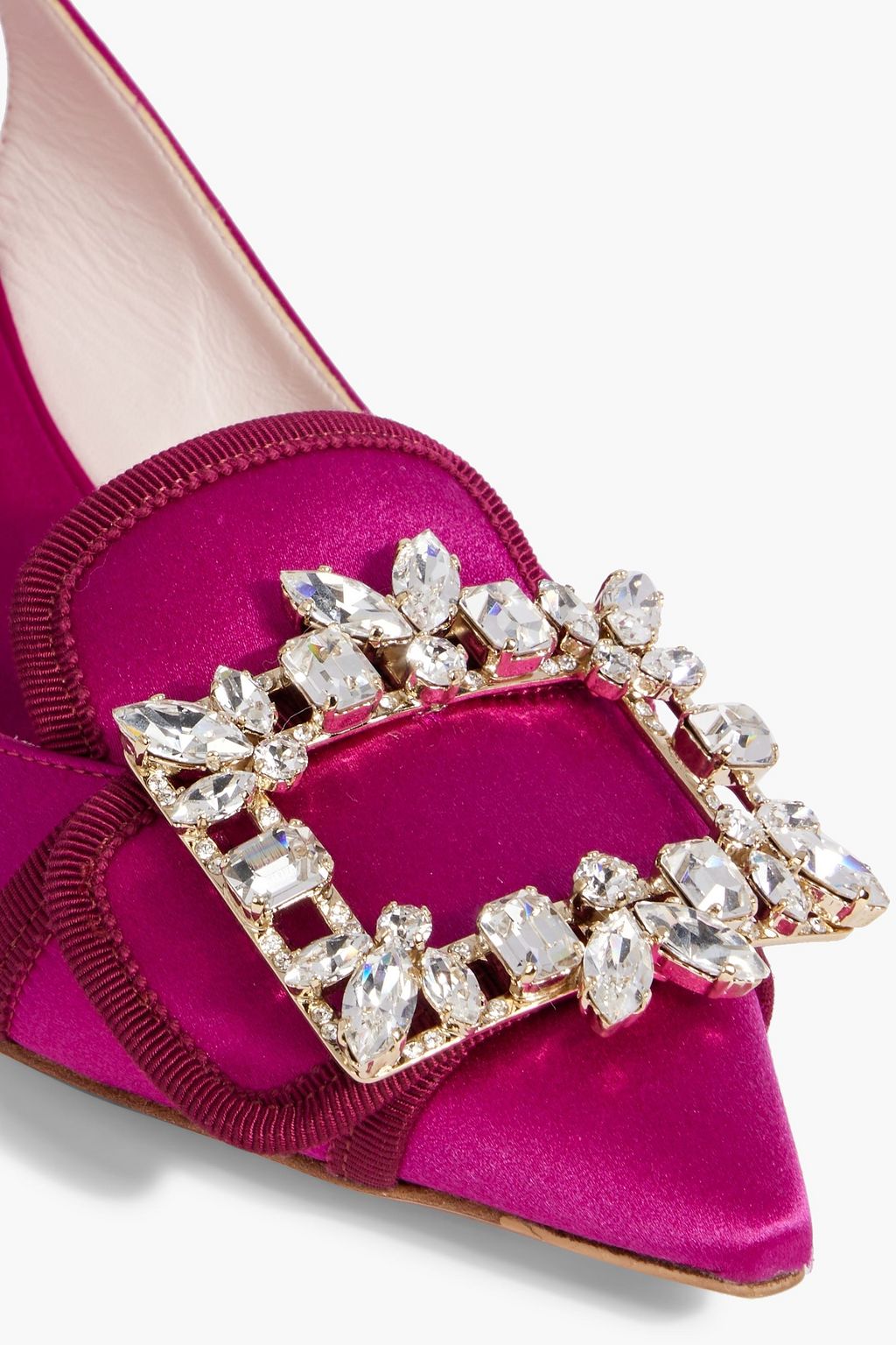 ROGER VIVIER Broche embellished satin slingback pumps
