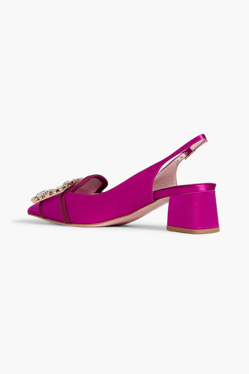 ROGER VIVIER Broche embellished satin slingback pumps