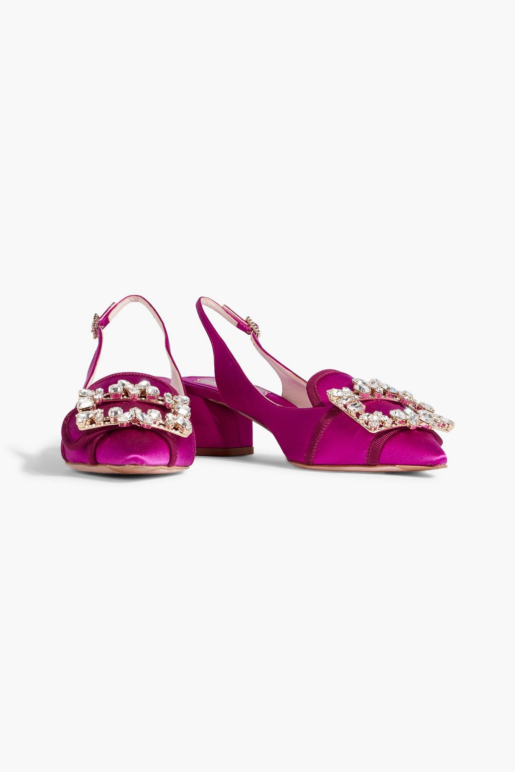 ROGER VIVIER Broche embellished satin slingback pumps