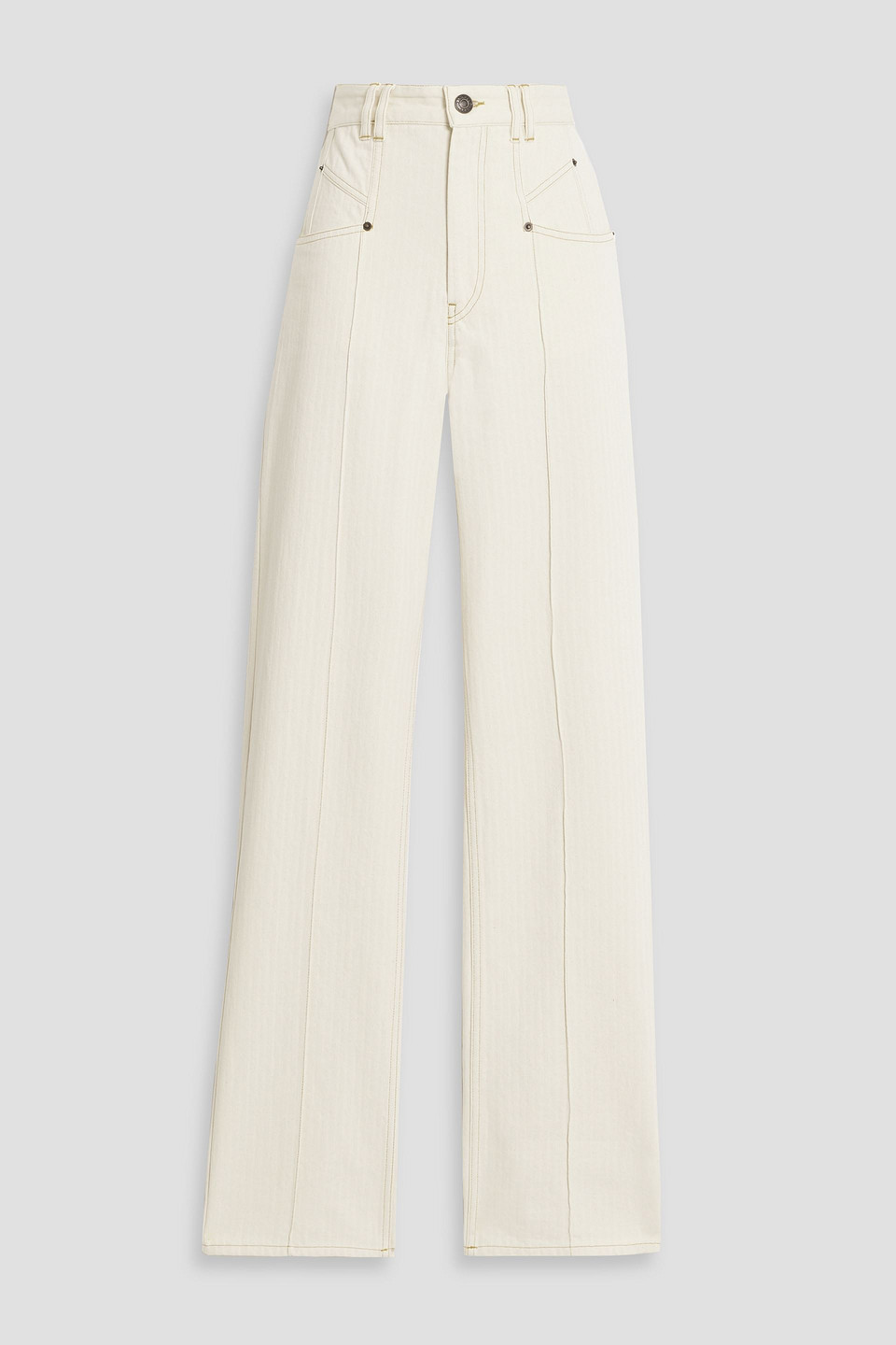 Isabel Marant Lirokae Herringbone Cotton-twill Straight-leg Pants