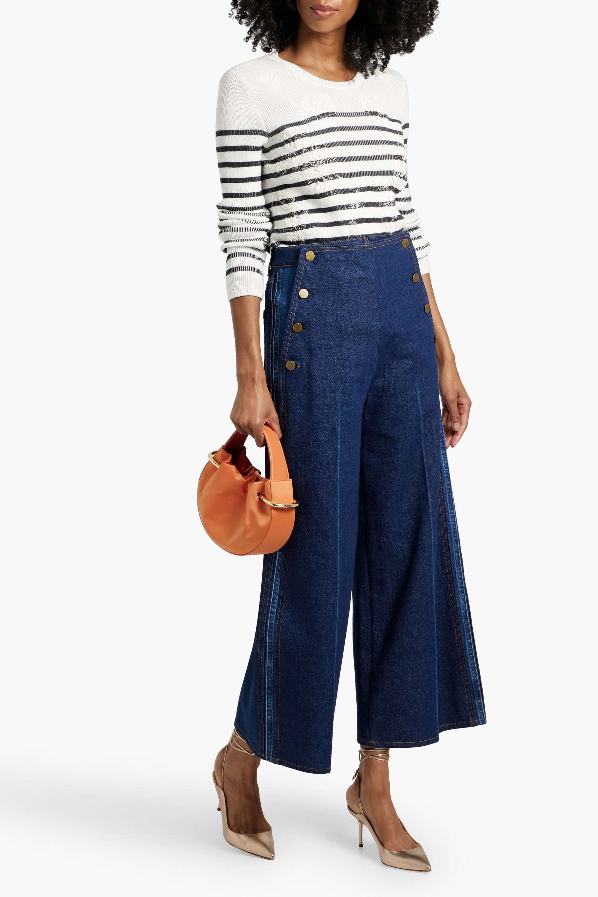 Valentino Garavani Cropped high-rise wide-leg jeans