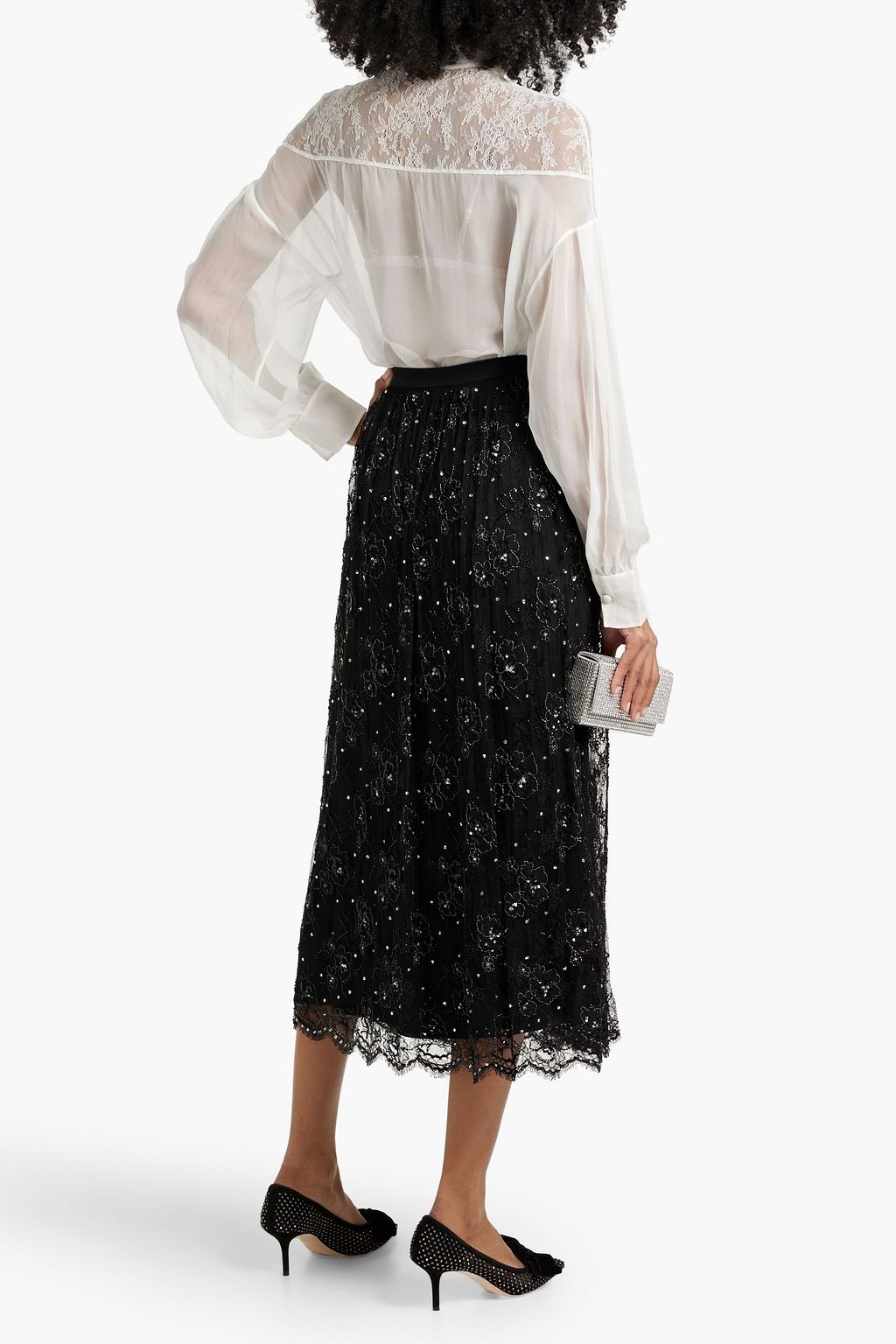 VALENTINO GARAVANI Embellished tulle midi skirt