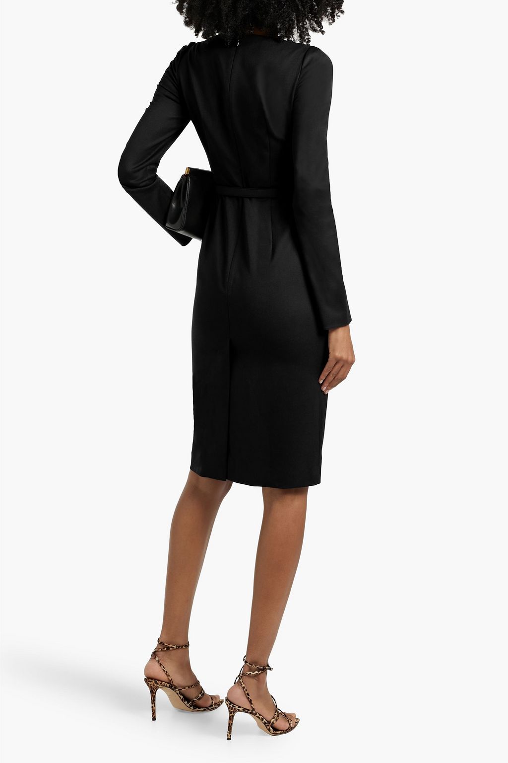 VALENTINO GARAVANI Belted wool-blend crepe dress