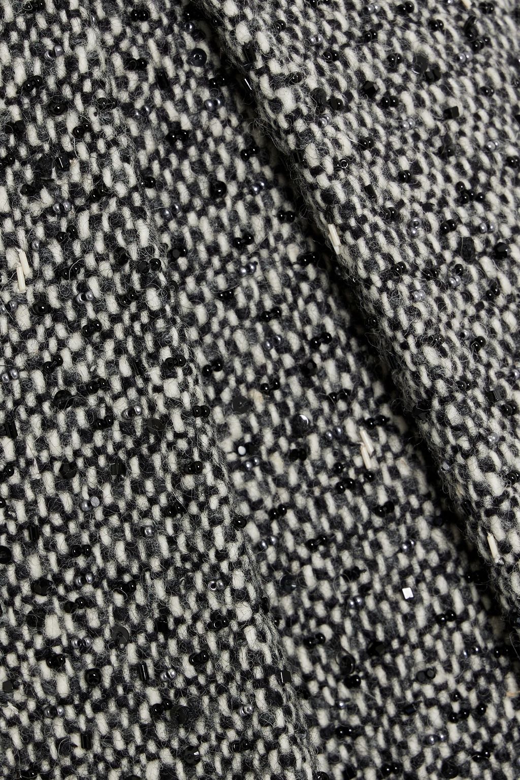 VALENTINO GARAVANI Embellished pleated wool-tweed mini skirt