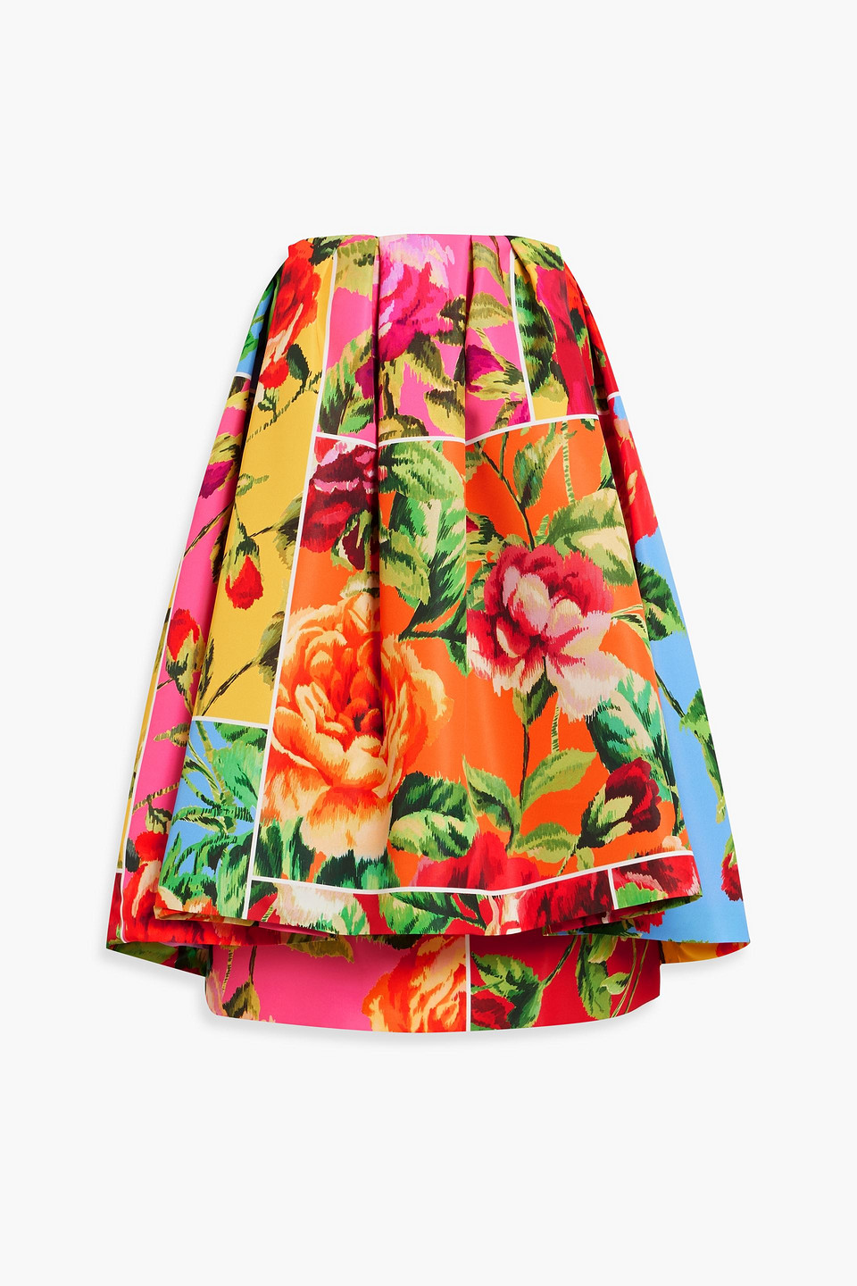 Carolina Herrera Strapless Pleated Floral-print Faille Mini Dress