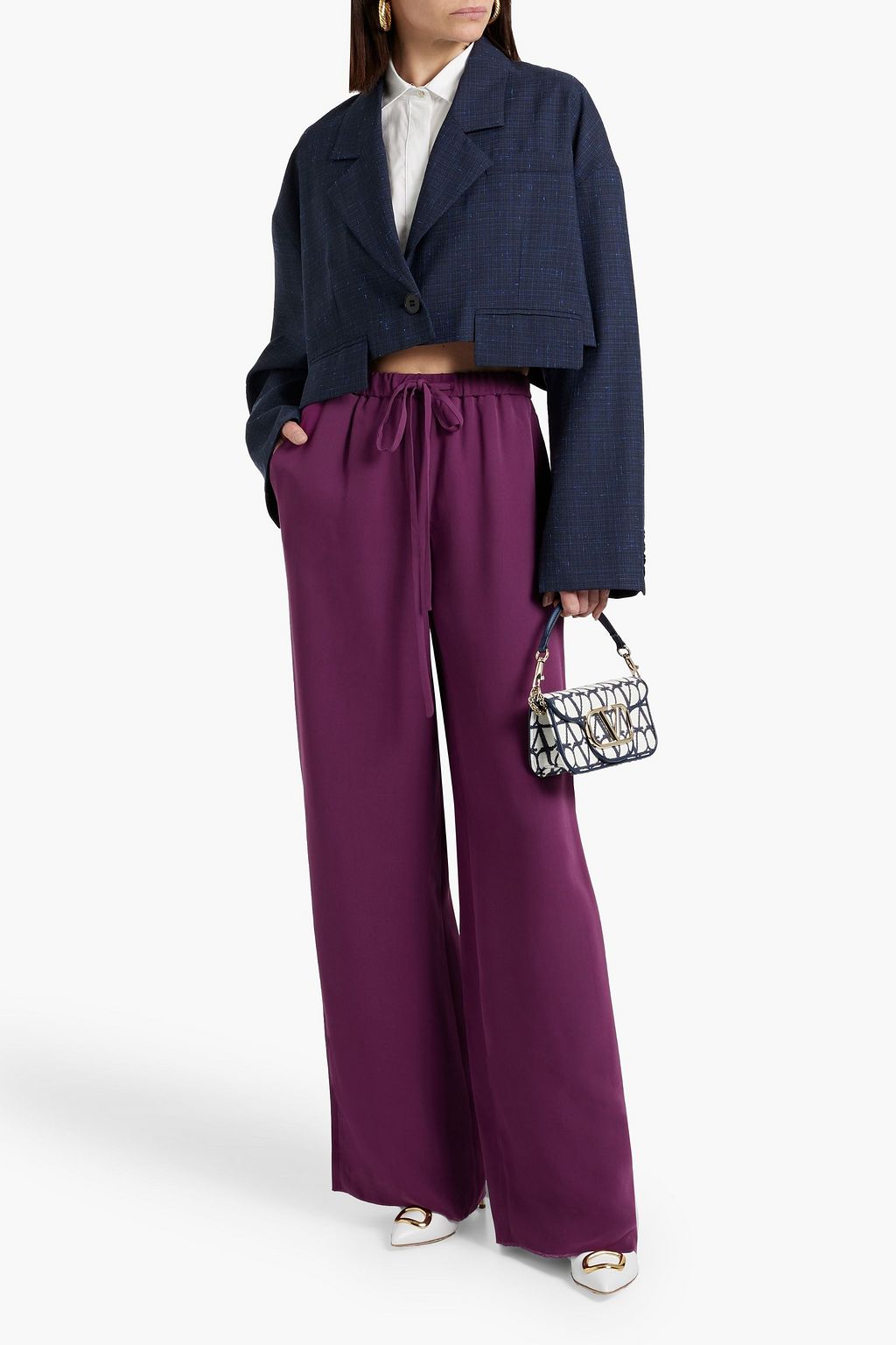 VALENTINO GARAVANI Silk-crepe wide-leg pants