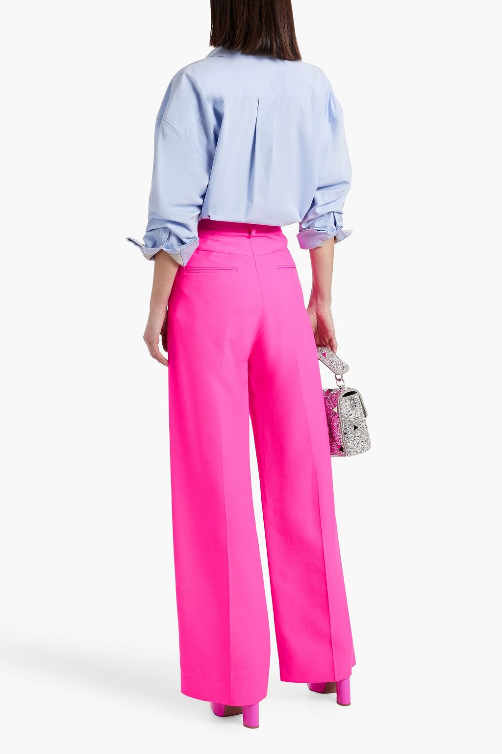 VALENTINO GARAVANI Wool and silk-blend crepe wide-leg pants