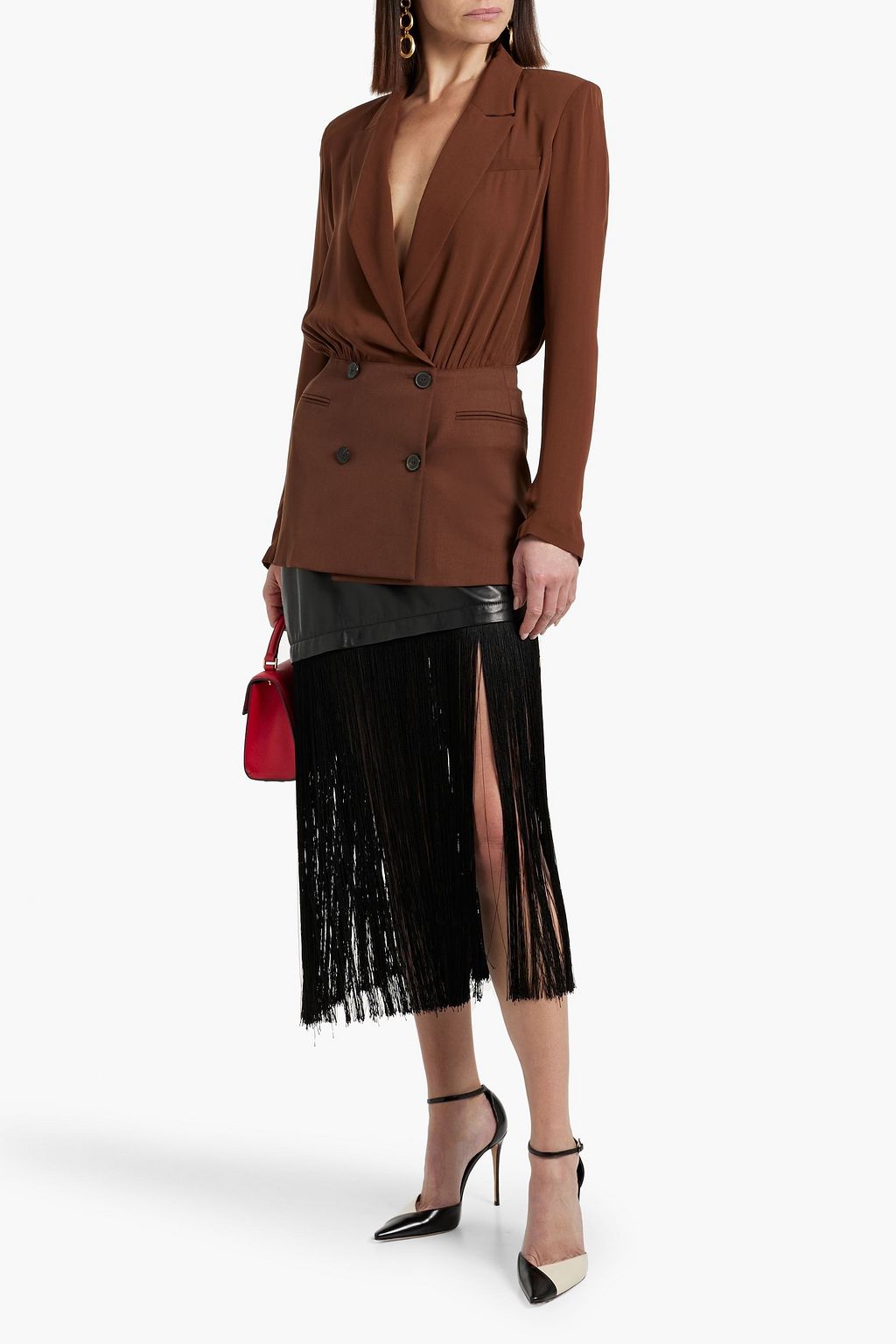 VALENTINO GARAVANI Double-breasted silk-twill and wool-blend blazer