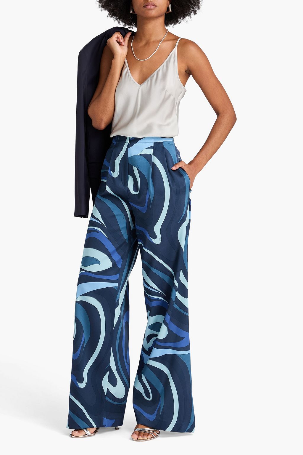PUCCI Printed silk-blend satin wide-leg pants