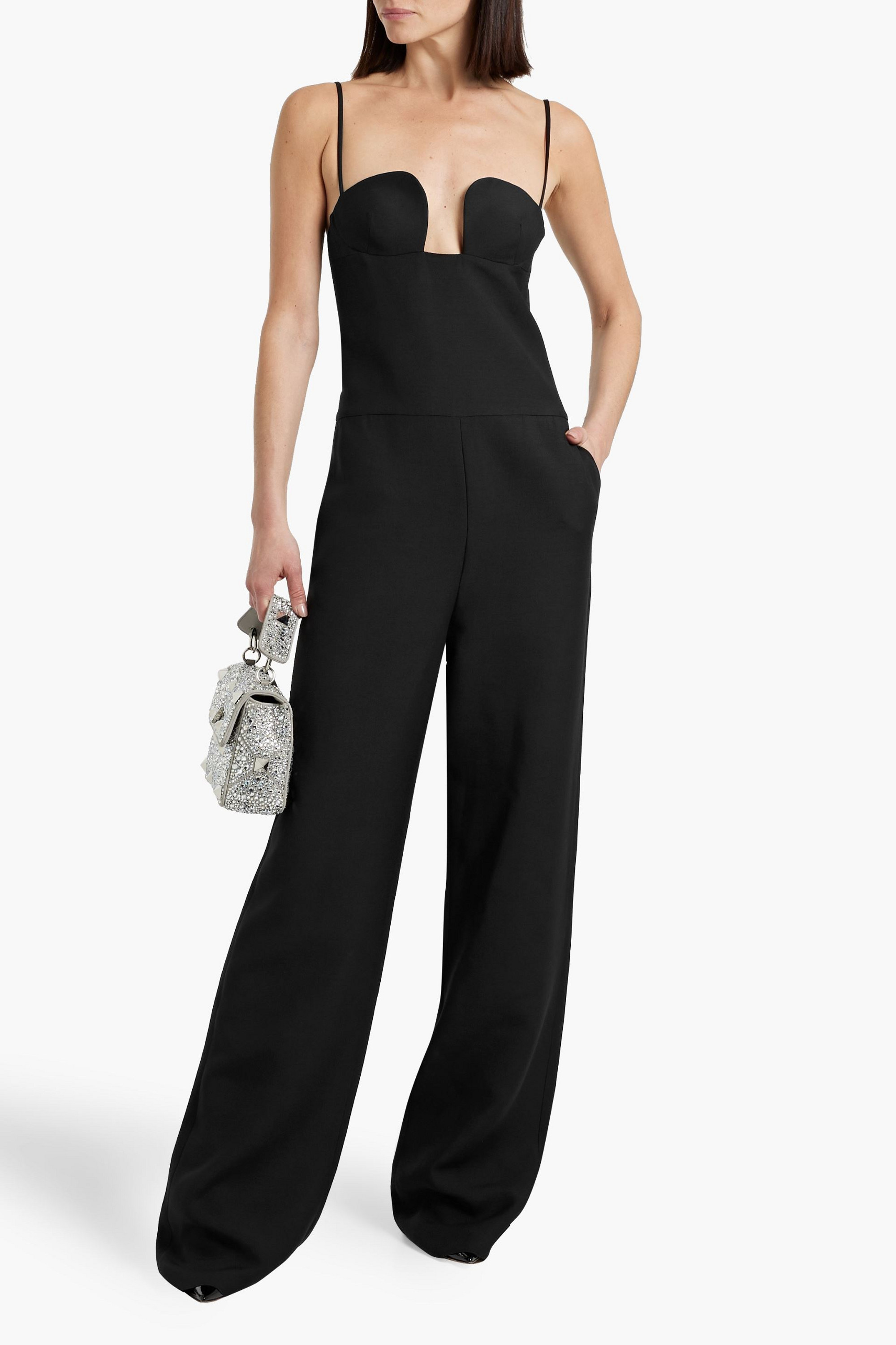 Valentino Garavani Wool and silk-blend crepe wide-leg jumpsuit