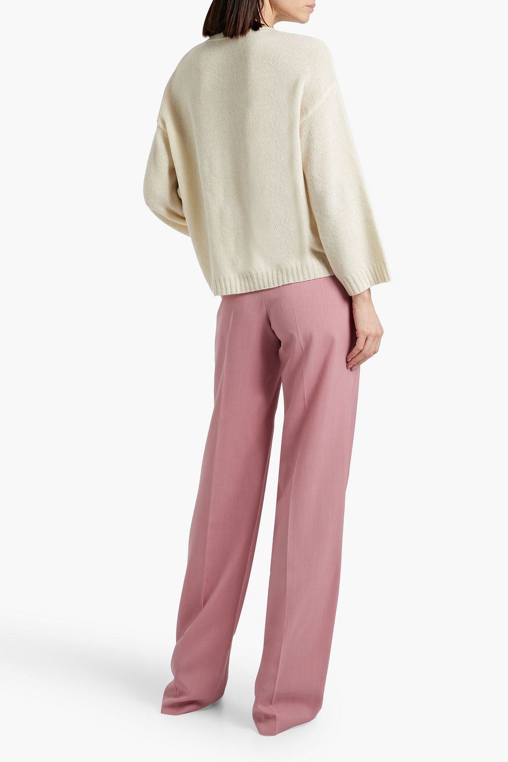 VALENTINO GARAVANI Floral-appliquéd wool and cashmere-blend sweater