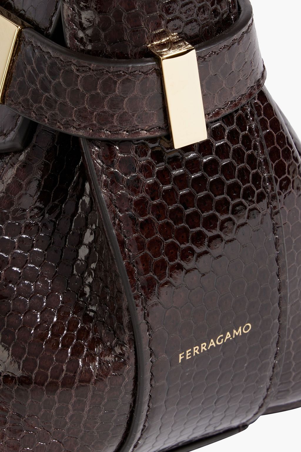 FERRAGAMO Hug lizard-effect leather shoulder bag