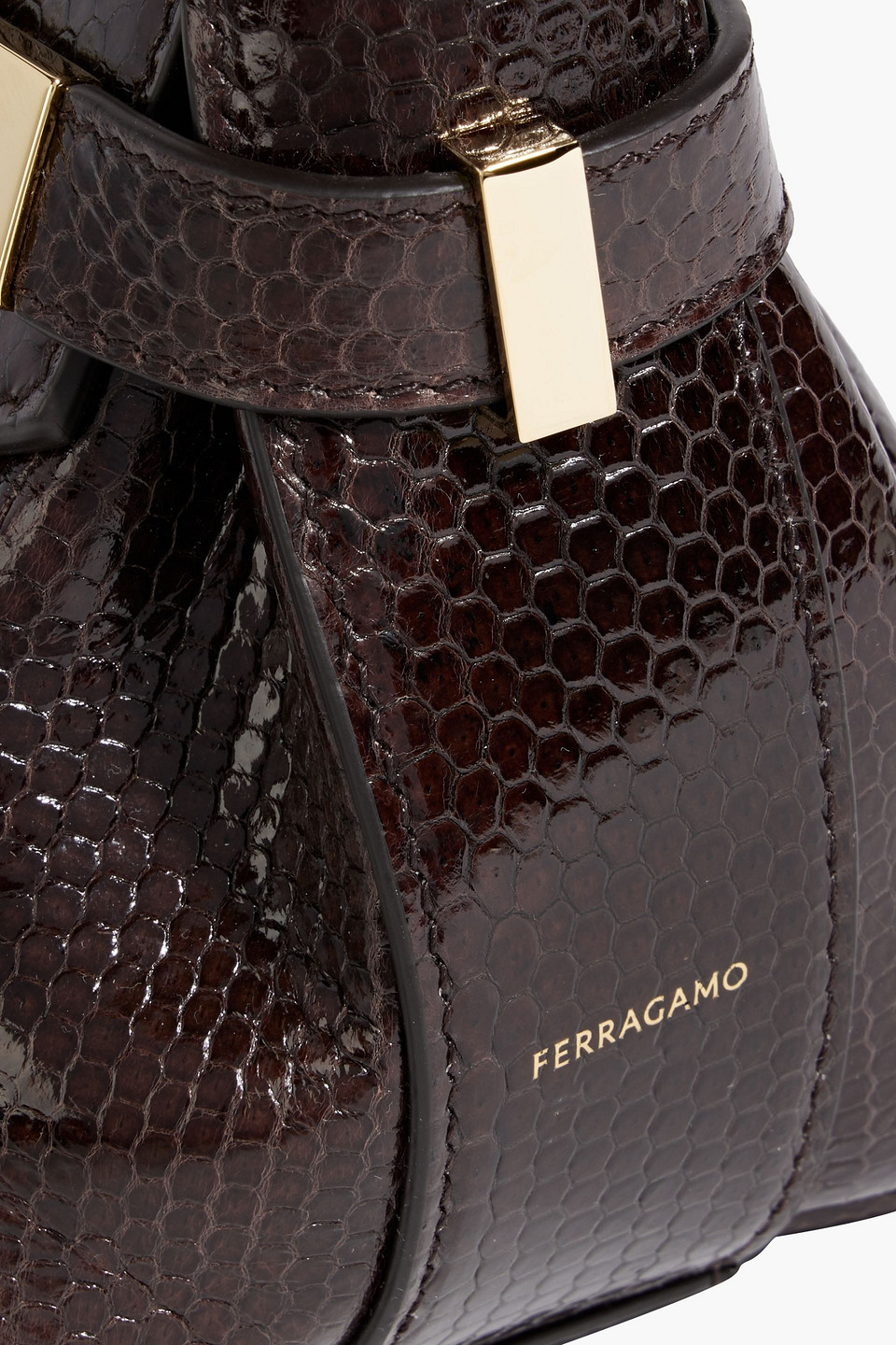 FERRAGAMO HUG LIZARD-EFFECT LEATHER SHOULDER BAG