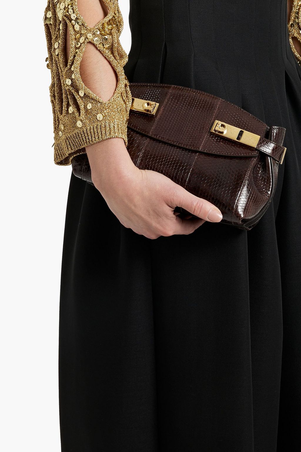 FERRAGAMO Hug lizard-effect leather shoulder bag